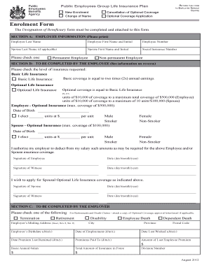 Public Employees Group Life Insurance Enrolment Form