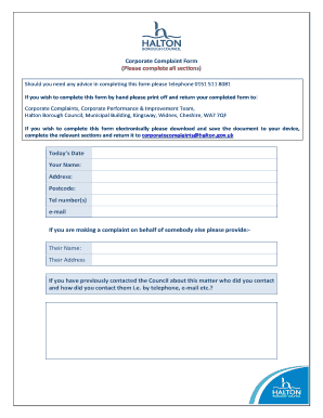 Corporate Complaint Form