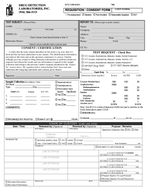 Drug Detection Laboratories Requisition/Consent Form