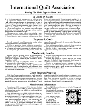 International Quilt Association Membership Application
