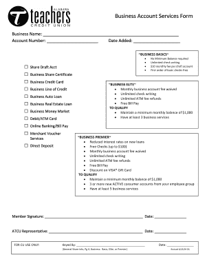 Business Account Services Form