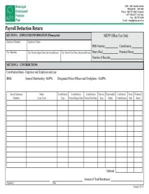 Payroll Deduction Return