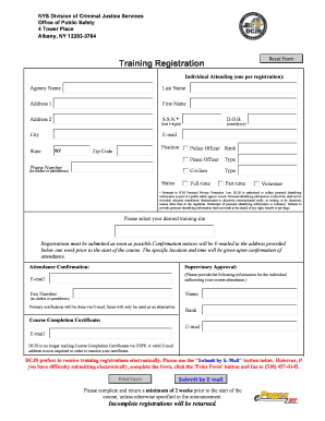 NYS Training Registration Form