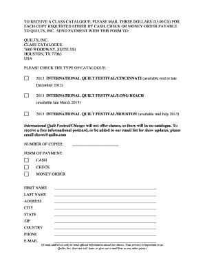 Class Catalogue Request Form