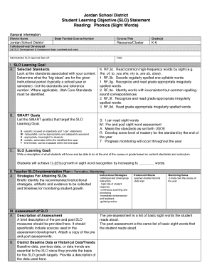 Student Learning Objective Statement