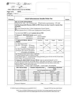 Adult Subcutaneous Insulin Order Set
