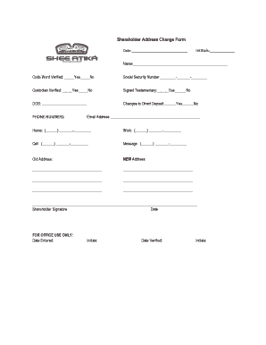 Shareholder Address Change Form