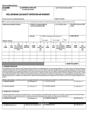 Wool and Mohair Loan Quantity Certification