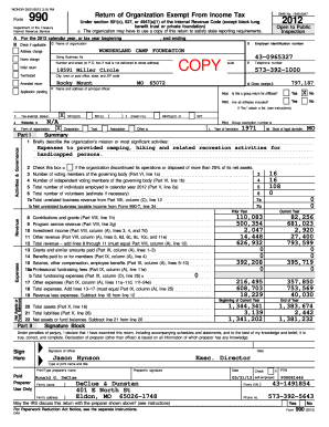 Form 990 2012 Tax Return