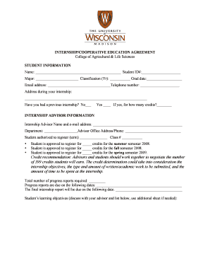 Internship Cooperative Education Agreement