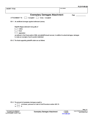 Exemplary Damages Attachment Form