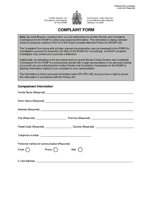 RCMP Complaint Form