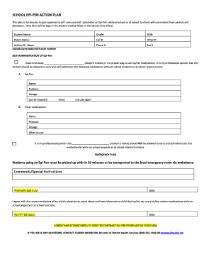 School Epi-Pen Action Plan
