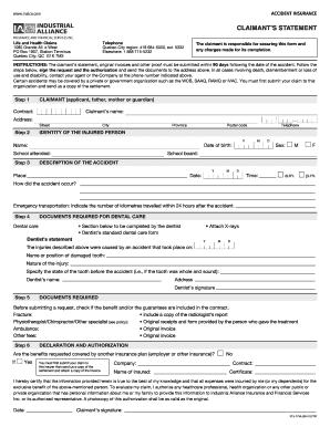 Accident Insurance Claimant Statement