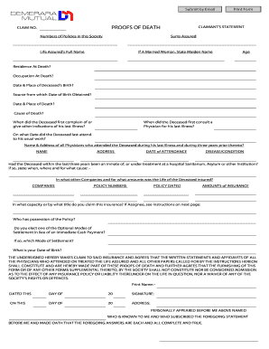 Proof of Death Claim Statement