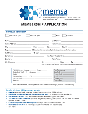 Missouri EMS Association Membership Application