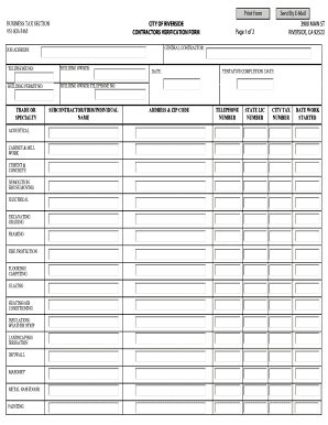 City of Riverside Contractors Verification Form