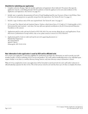 U.S. Company Member Application and Agreement