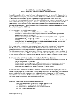 4-H Club Financial Review Checklist
