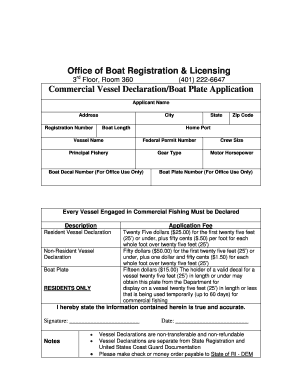 Commercial Vessel Declaration Application