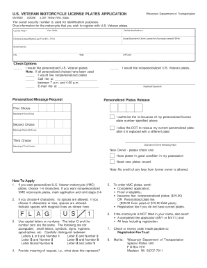 U.S. Veteran Motorcycle License Plates Application