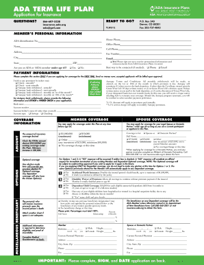ADA Term Life Plan Application