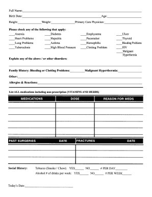 Medical History Form