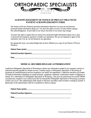 Patient Privacy Practices Acknowledgment Form