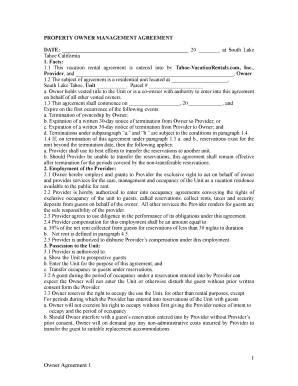 Vacation Rental Management Agreement