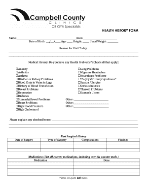 Health History Form