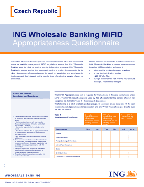 ING Wholesale Banking MiFID Appropriateness Questionnaire