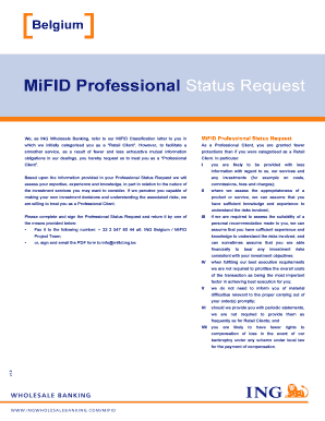 MiFID Professional Status Request