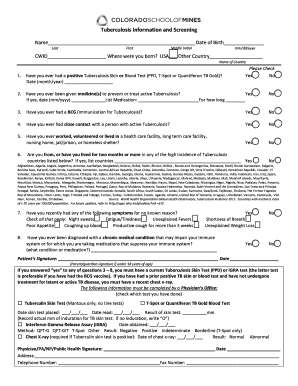 Tuberculosis Information and Screening Form