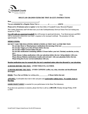 Regular Graded Exercise Test Instructions