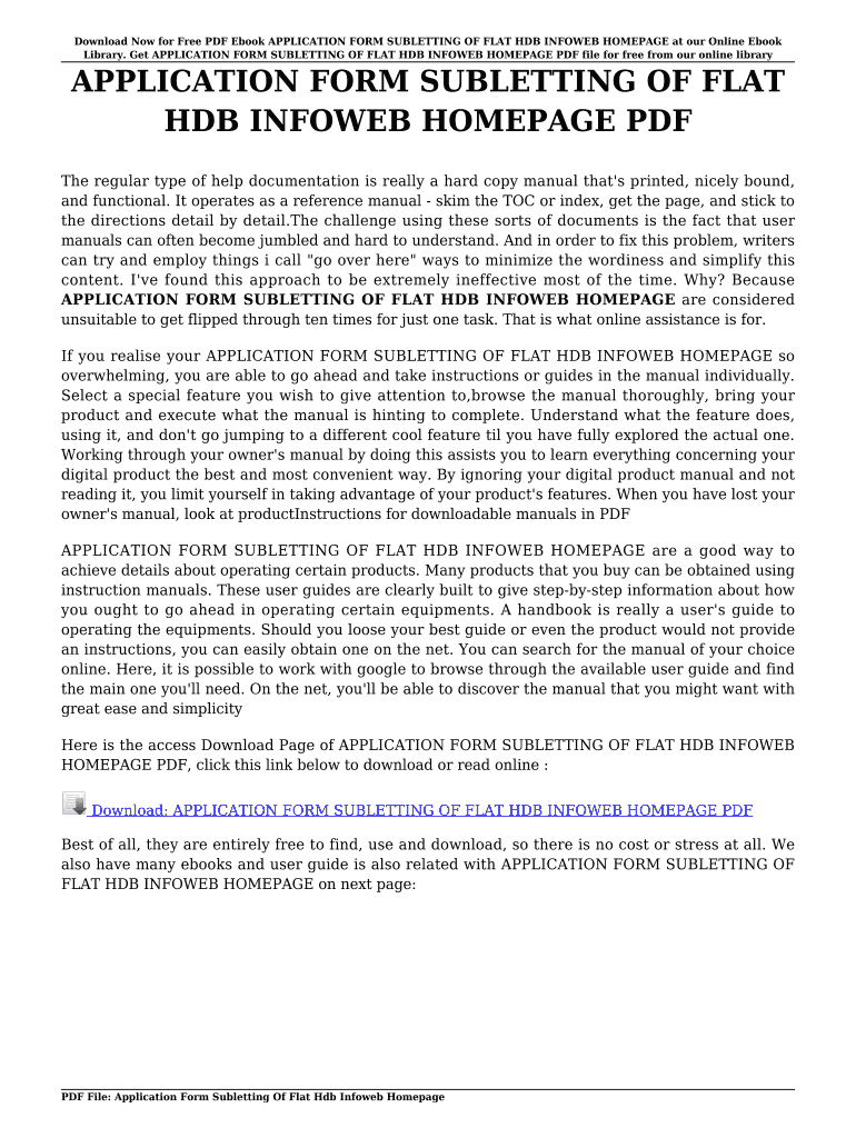 Hdb Application Subletting Whole Flat Fillable Online atwendy APPLICATION FORM SUBLETTING OF FLAT HDB INFOWEB