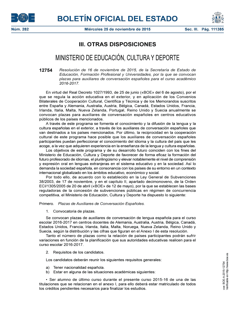 Resolucin de 16 de noviembre de 2015, de la Secretara de Estado de Vista previa en la página 1