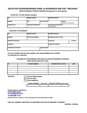 Military Residence Archenas Application Form