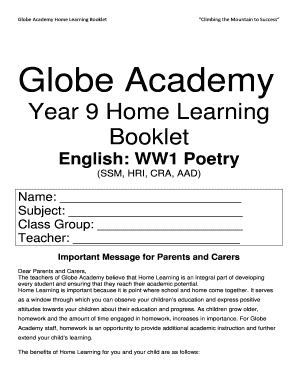 Globe Academy Home Learning Booklet