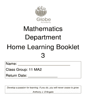 Home Learning Booklet for Mathematics