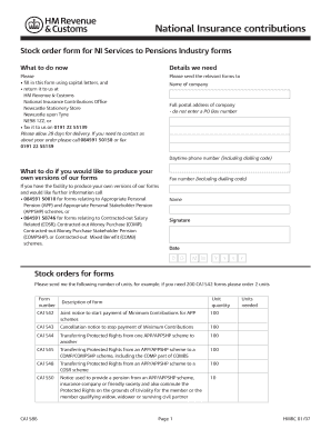 UK National Insurance Contributions Form Order