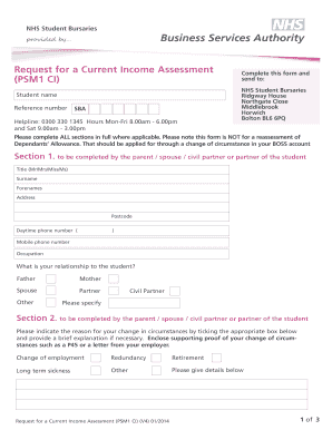 Request for a Current Income Assessment