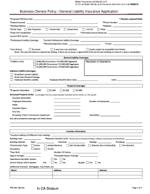 Business Owners Policy Application