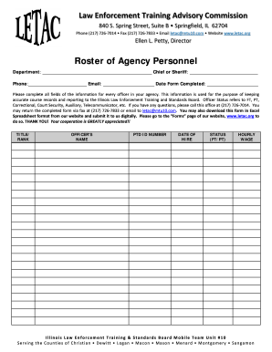 Illinois Law Enforcement Training Roster Form
