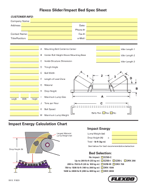 Flexco Slider/Impact Bed Spec Sheet