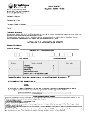 DIRECT DEBIT REQUEST FORM RATES - Brighton Council - brighton tas gov