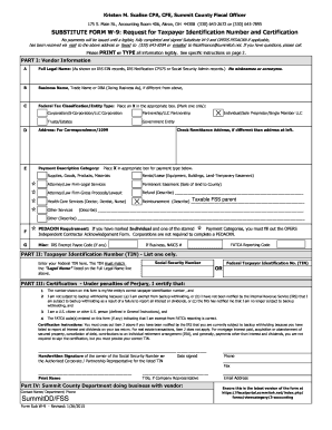 Substitute Form W-9 for Summit County