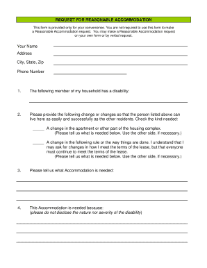 Request for Reasonable Accommodation