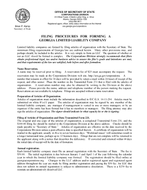 Georgia LLC Articles of Organization