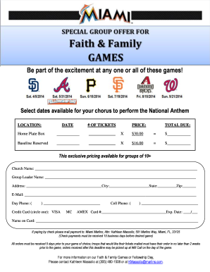 Miami Marlins Group Tickets Order Form
