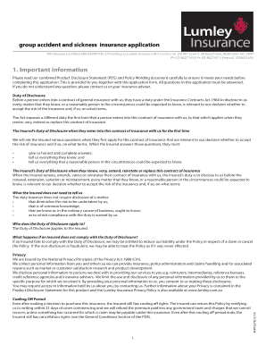 Group Accident and Sickness Insurance Application